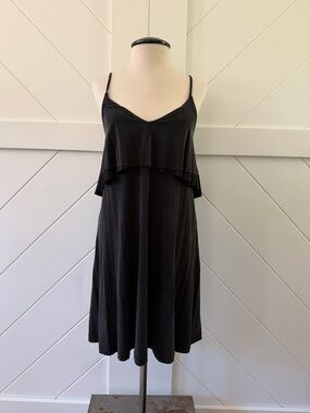 NWT Anthropologie Black Tiered Slip Dress